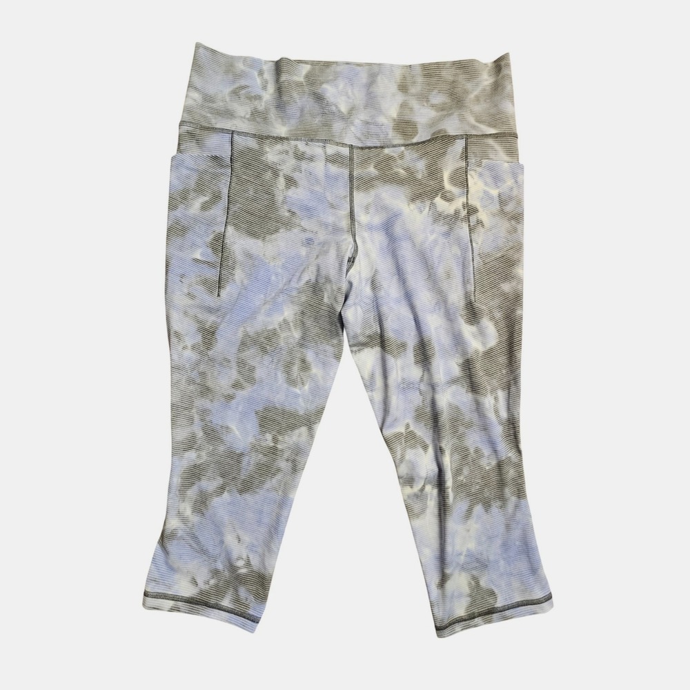 Athleta Salutation Stash Pocket II Capri Leggings XL Tie Dye Gym Yoga Athletic